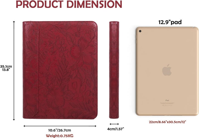 AZXCG Embossed Padfolio for Women and Men,Zippered Padfolio with 3 Ring Binder,Business Portfolio Organizer for Women with A4 Writing Pad Holder, Document Organizer for Meeting/Interview - Image 2